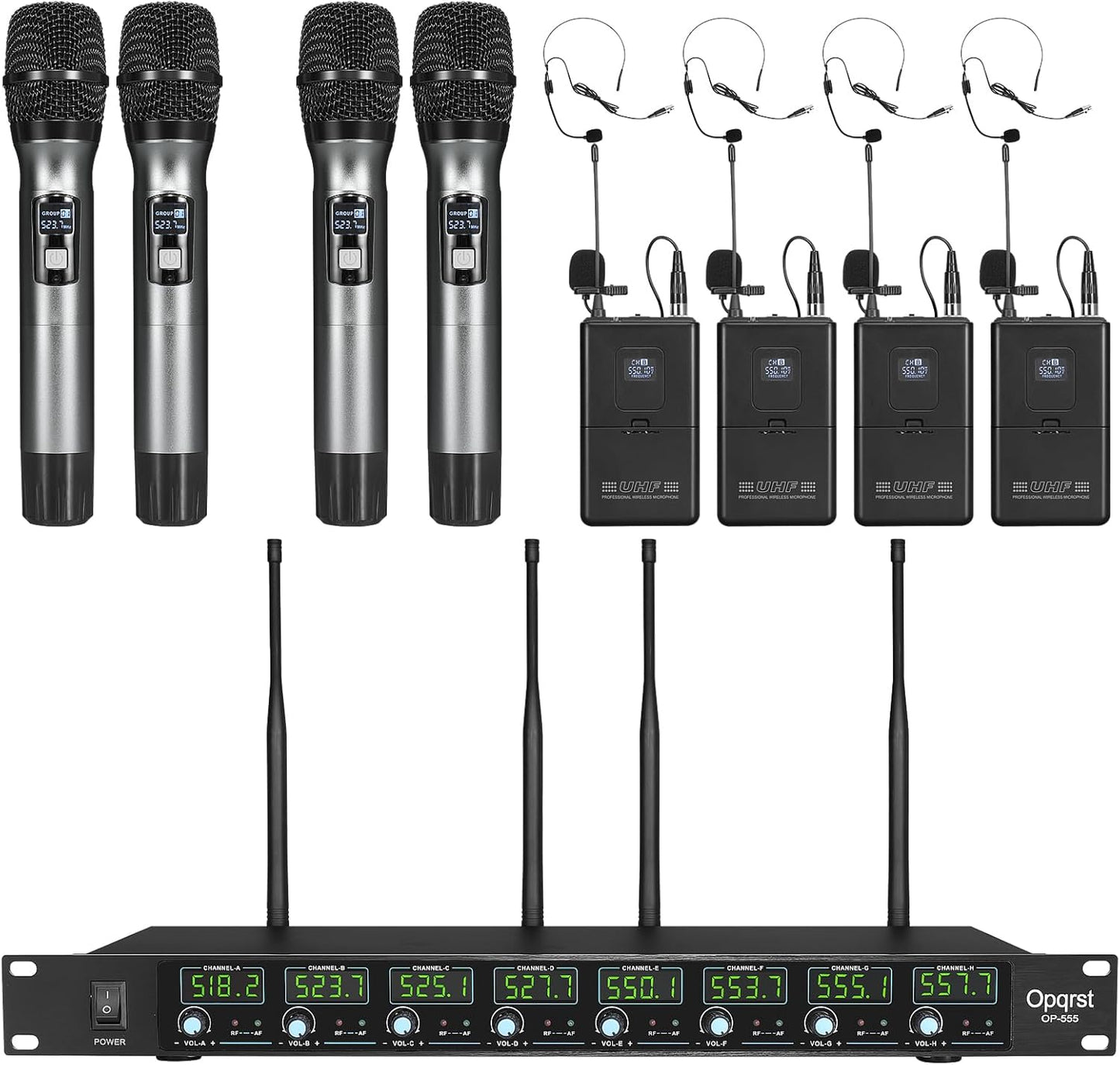 8 Channel UHF Wireless Microphone Set for Versatile Events
