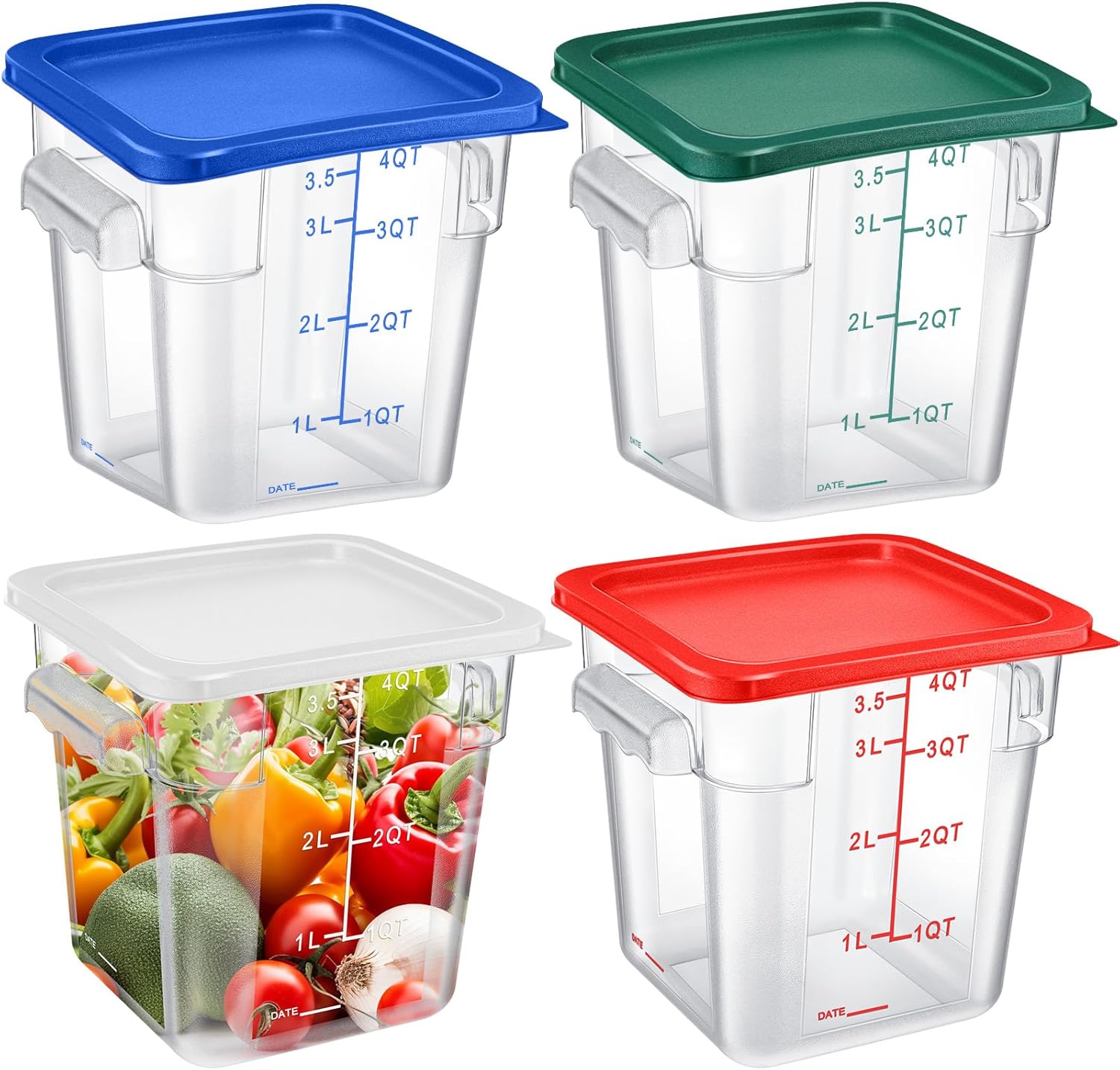Maxcheck 4 Pcs 4Qt Food Storage Containers for Kitchen Use