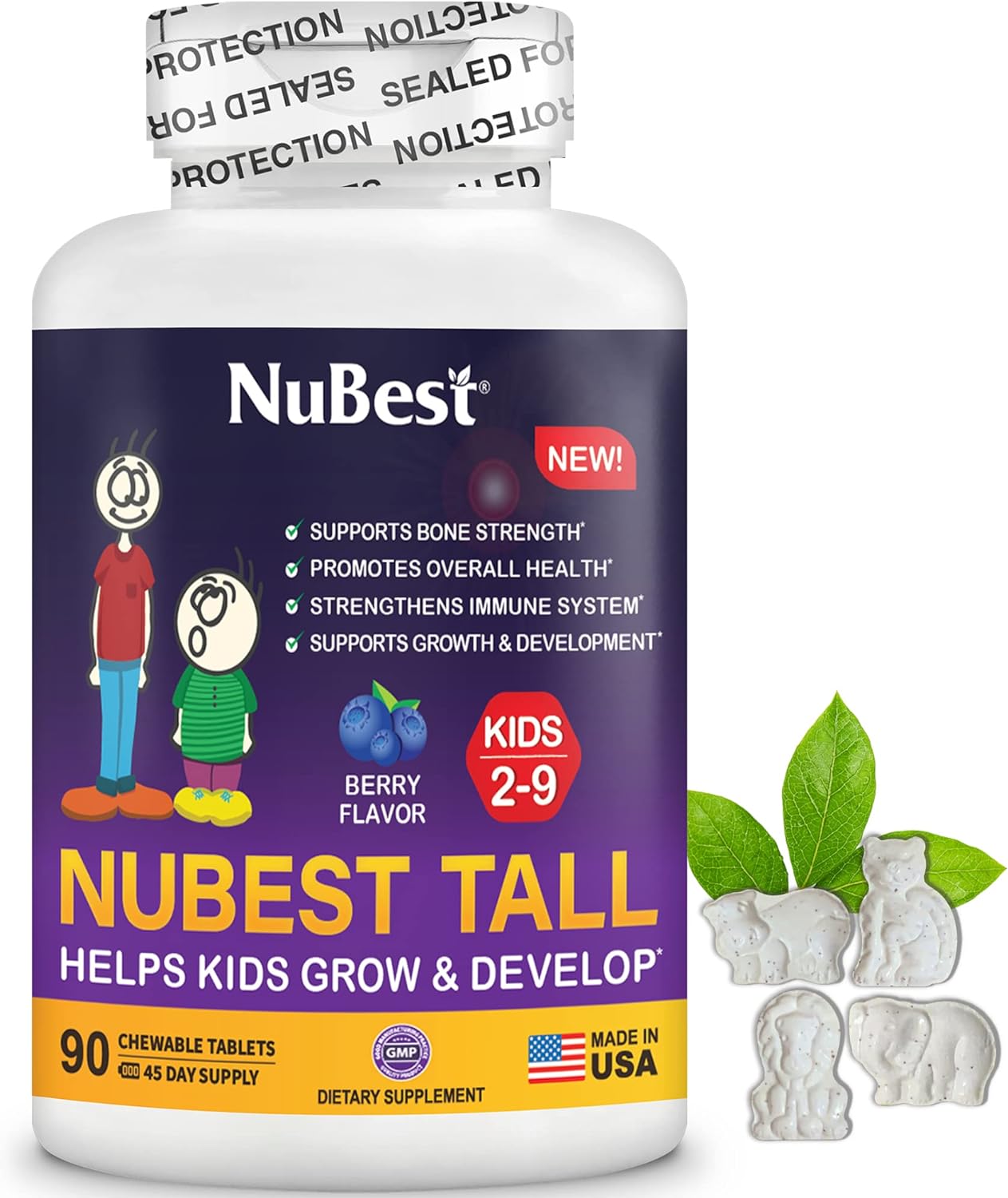 NuBest Tall Kids Vitamins for Strong Bones and Overall Health