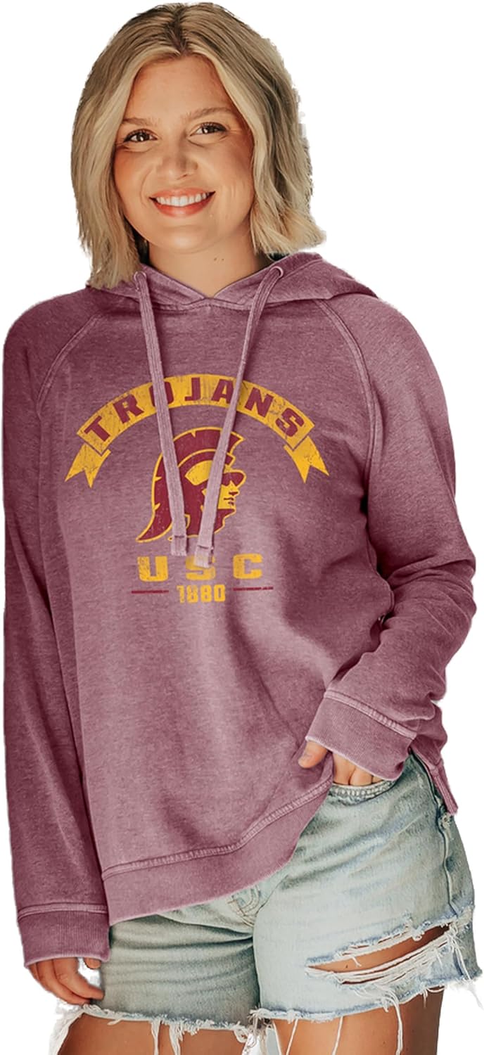 USC Trojans Women's Burnout Vintage Scholar Hooded Sweatshirt
