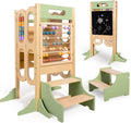 aiwo 6in1 Foldable Toddler Tower with 2-Step Stool - Learning & Safety