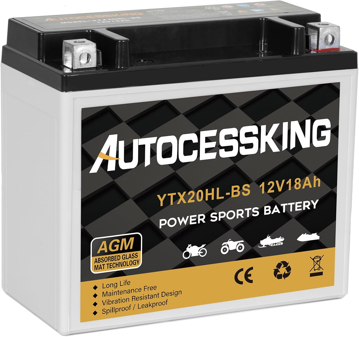 YTX20HL-BS Motorcycle Battery - 12V 18AH Maintenance Free Power