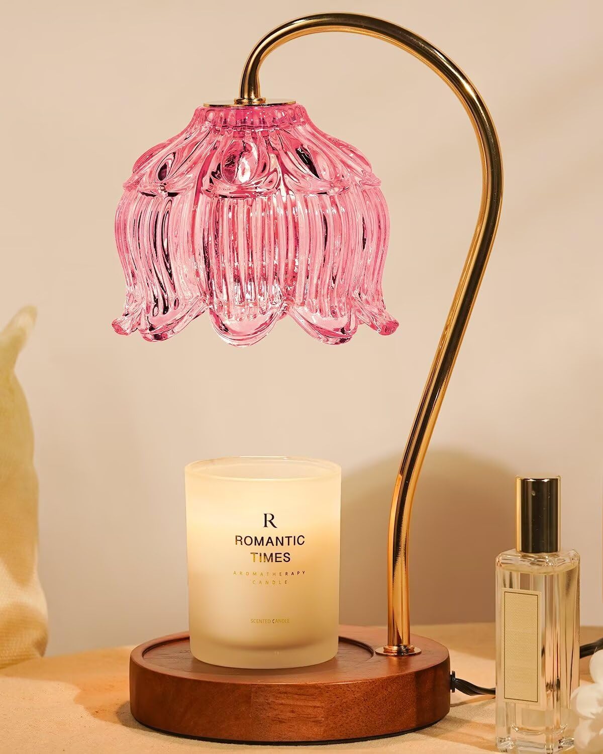 Pink Candle Warmer Lamp with Timer for Cozy Home Decor