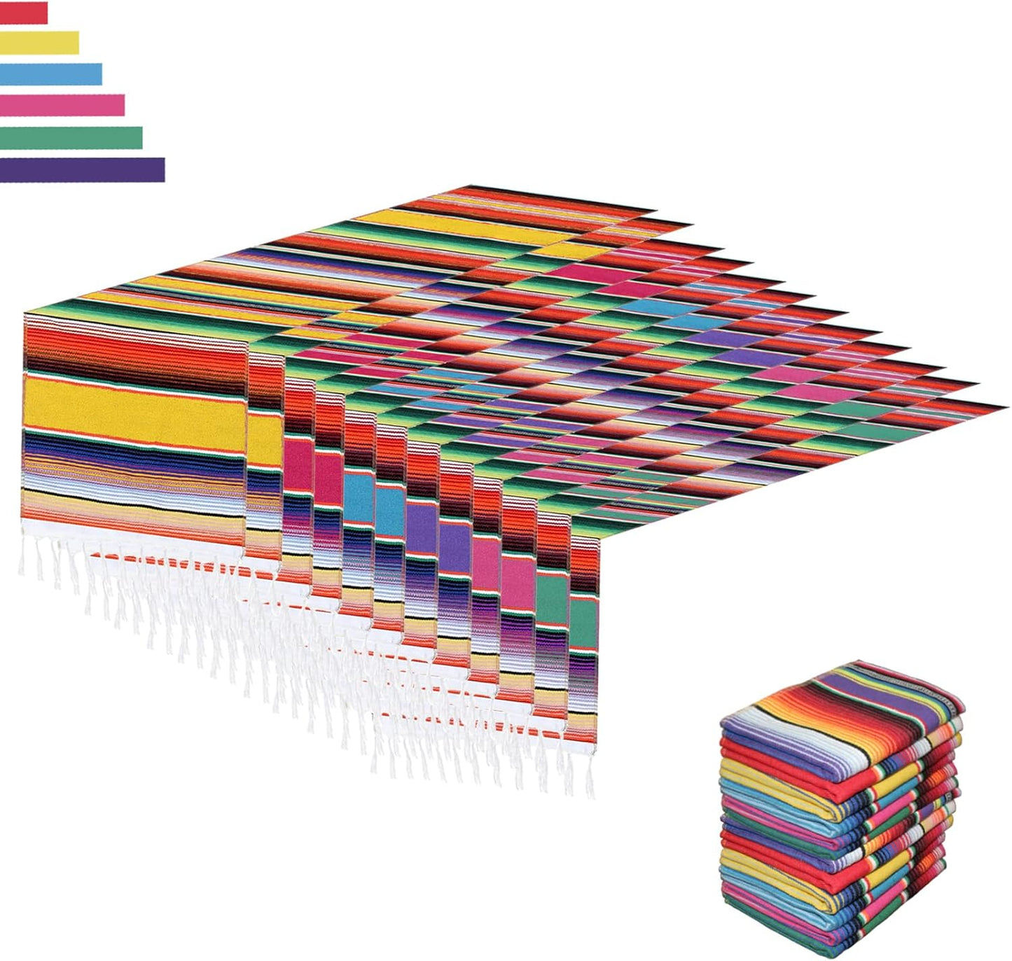 12 Pack Mexican Table Runners for Vibrant Fiesta Celebrations