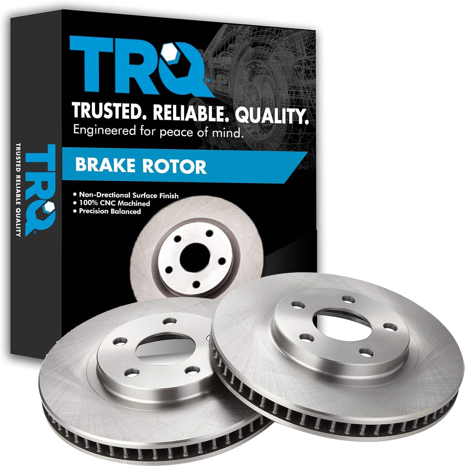 TRQ Front Disc Brake Rotor Pair Set for Aurora and More