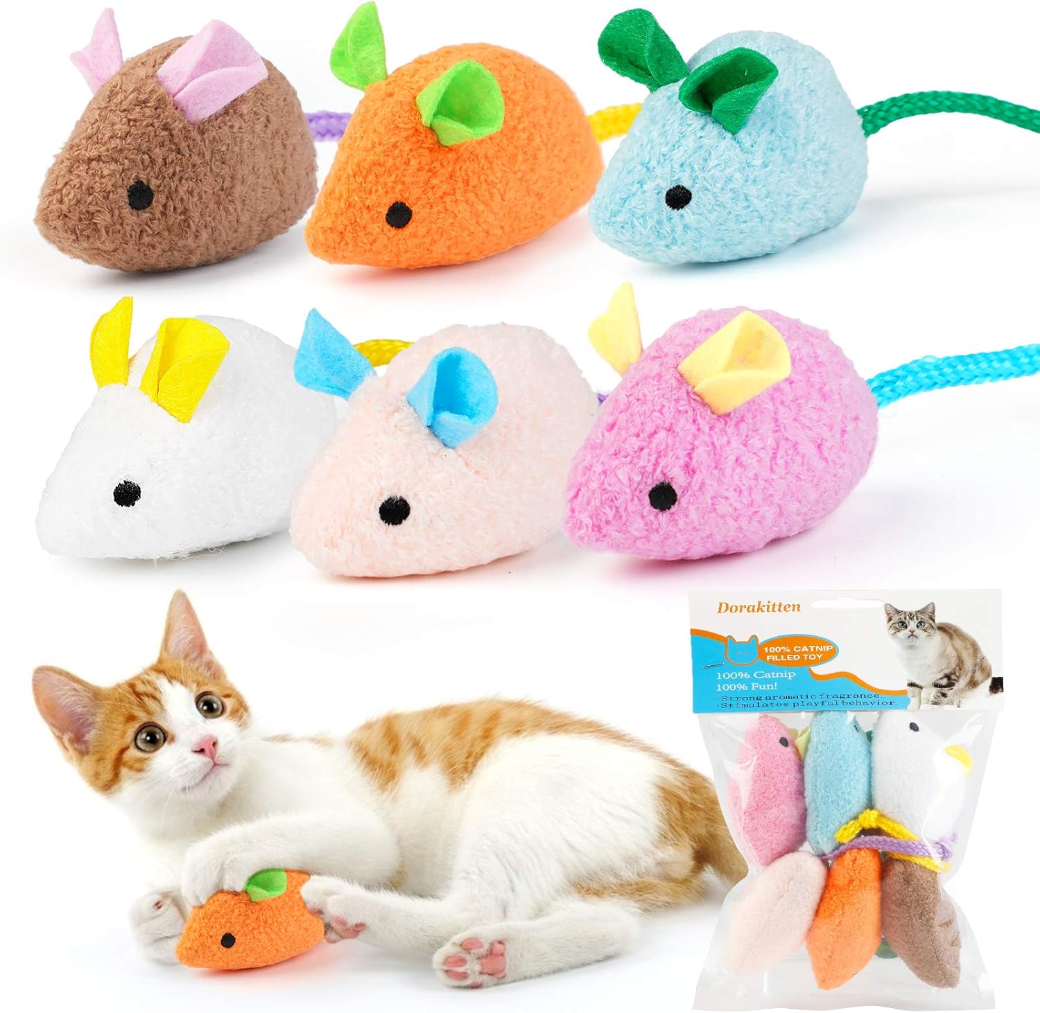 Dorakitten 6Pcs Realistic Catnip Mouse Toys