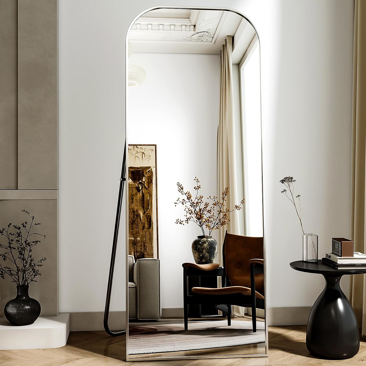 56x21 Inch Full Length Mirror - Stylish Floor & Wall Mountable