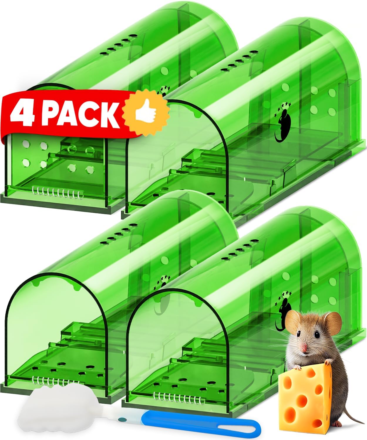 No Kill Live Mouse Traps - Reusable 4 Pack
