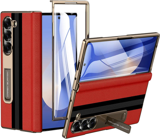 Luxury Genuine Leather Case for Samsung Galaxy Z Fold 6 - Red