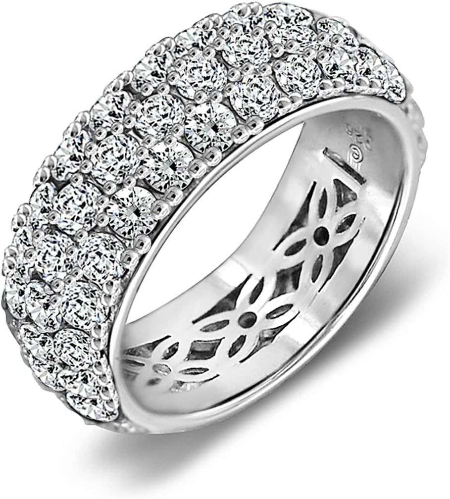 Elegant 3 Row Pave Ring Set with Infinite Elements Cubic Zirconia