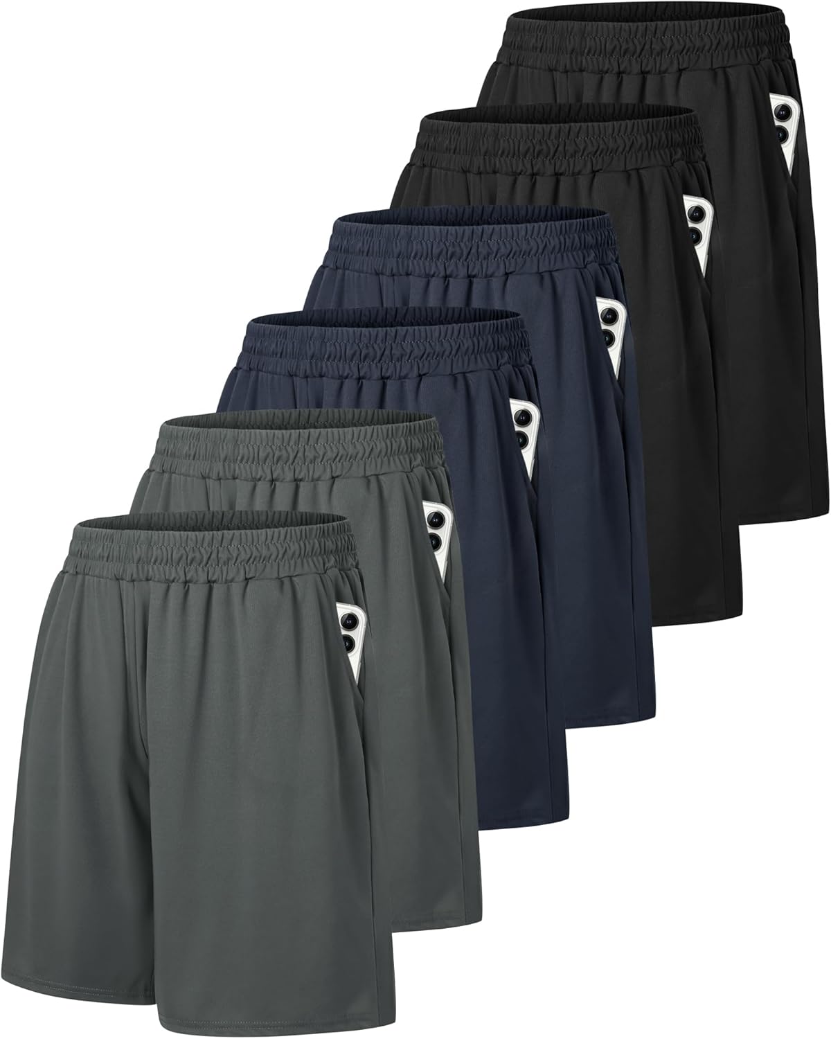 6 Pack Men's Athletic Shorts for Gym Basketball Quick Dry