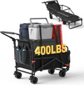 Heavy Duty Folding Wagon 400lb Capacity - 2-in-1 Collapsible Cart