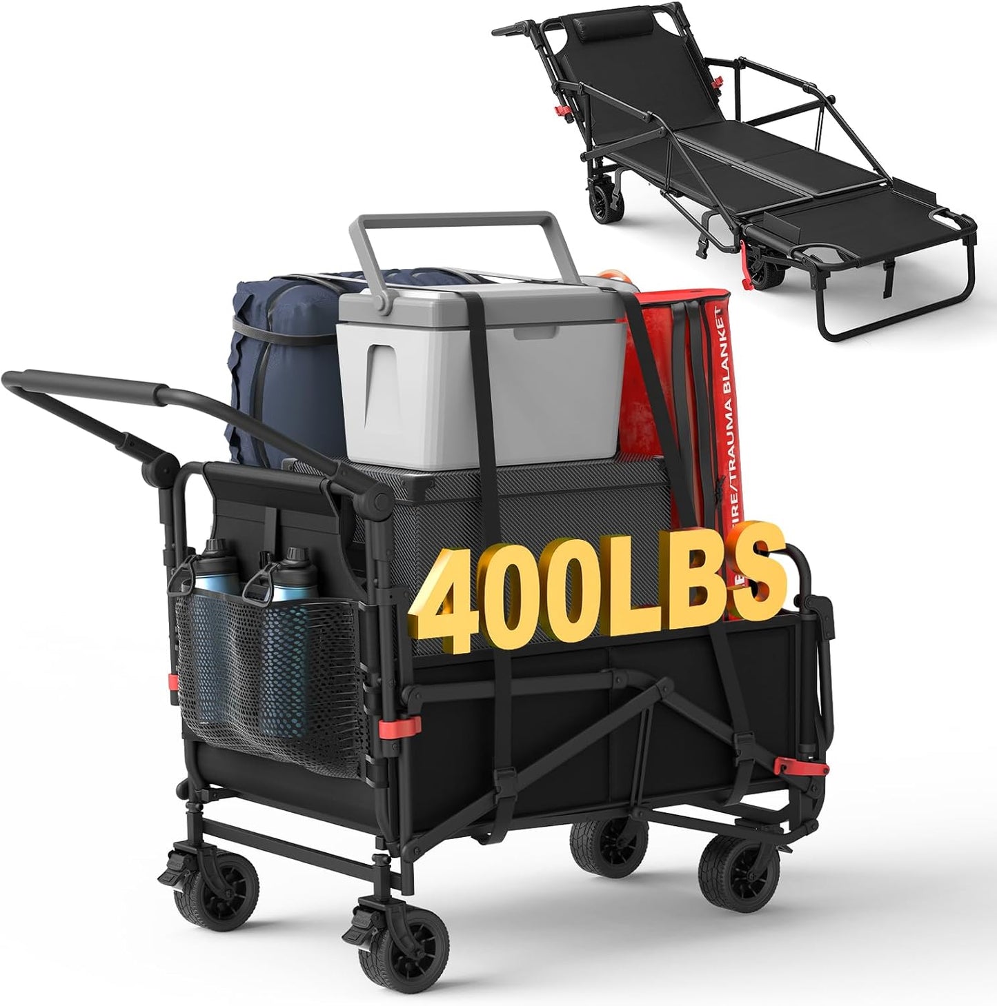 LEVELEVE Heavy Duty Folding Wagon - 2-in-1 Collapsible Cart