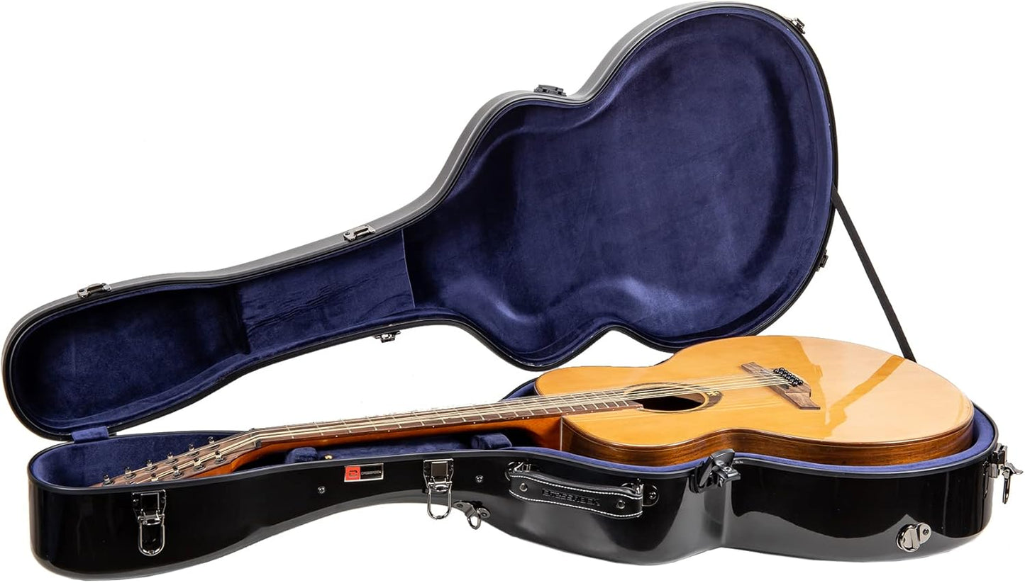 Crossrock Deluxe Fiberglass Case for Super Jumbo Guitar - Black