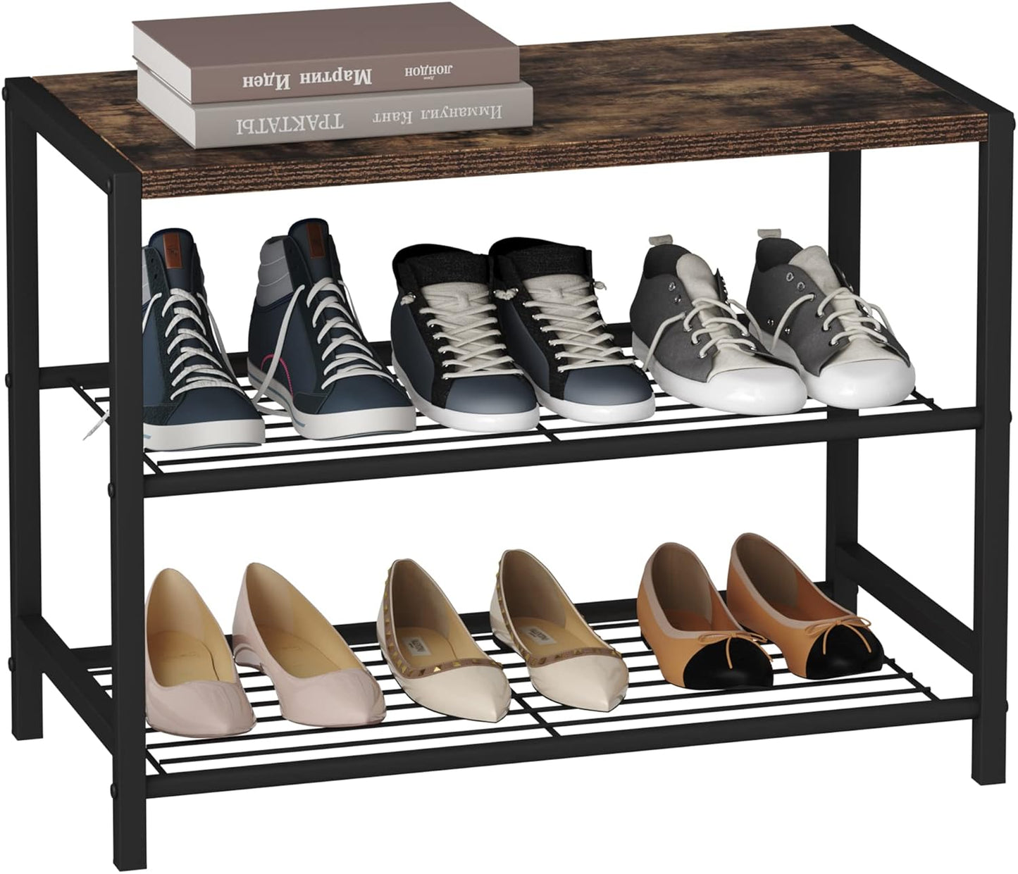 HOMEFORT 3-Tier Shoe Rack for Entryway and Closet Storage