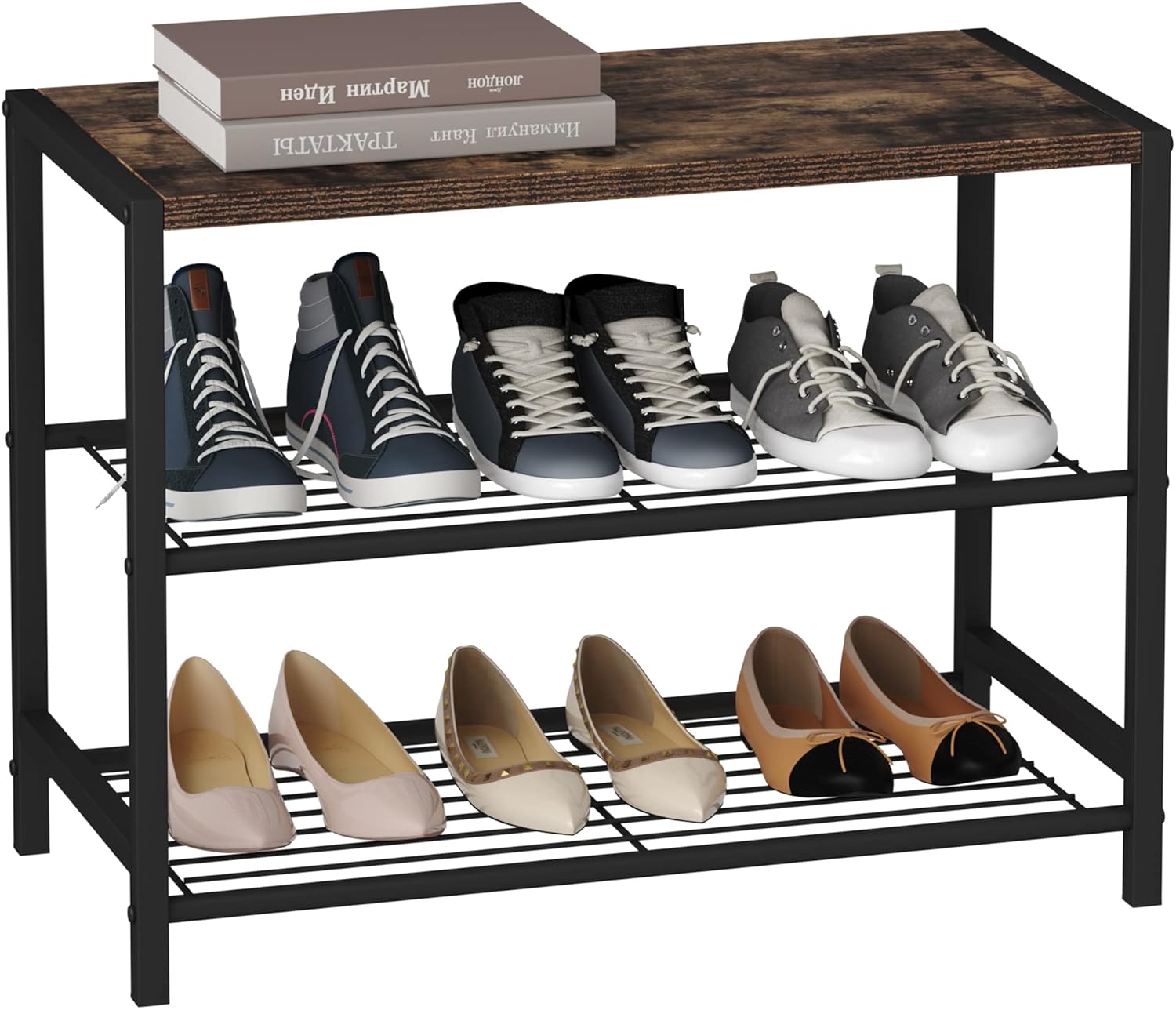 HOMEFORT 3-Tier Shoe Rack for Entryway and Closet Storage
