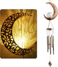 Moon Wind Chimes Solar Outdoor - Illuminated Moon Chime for Garden