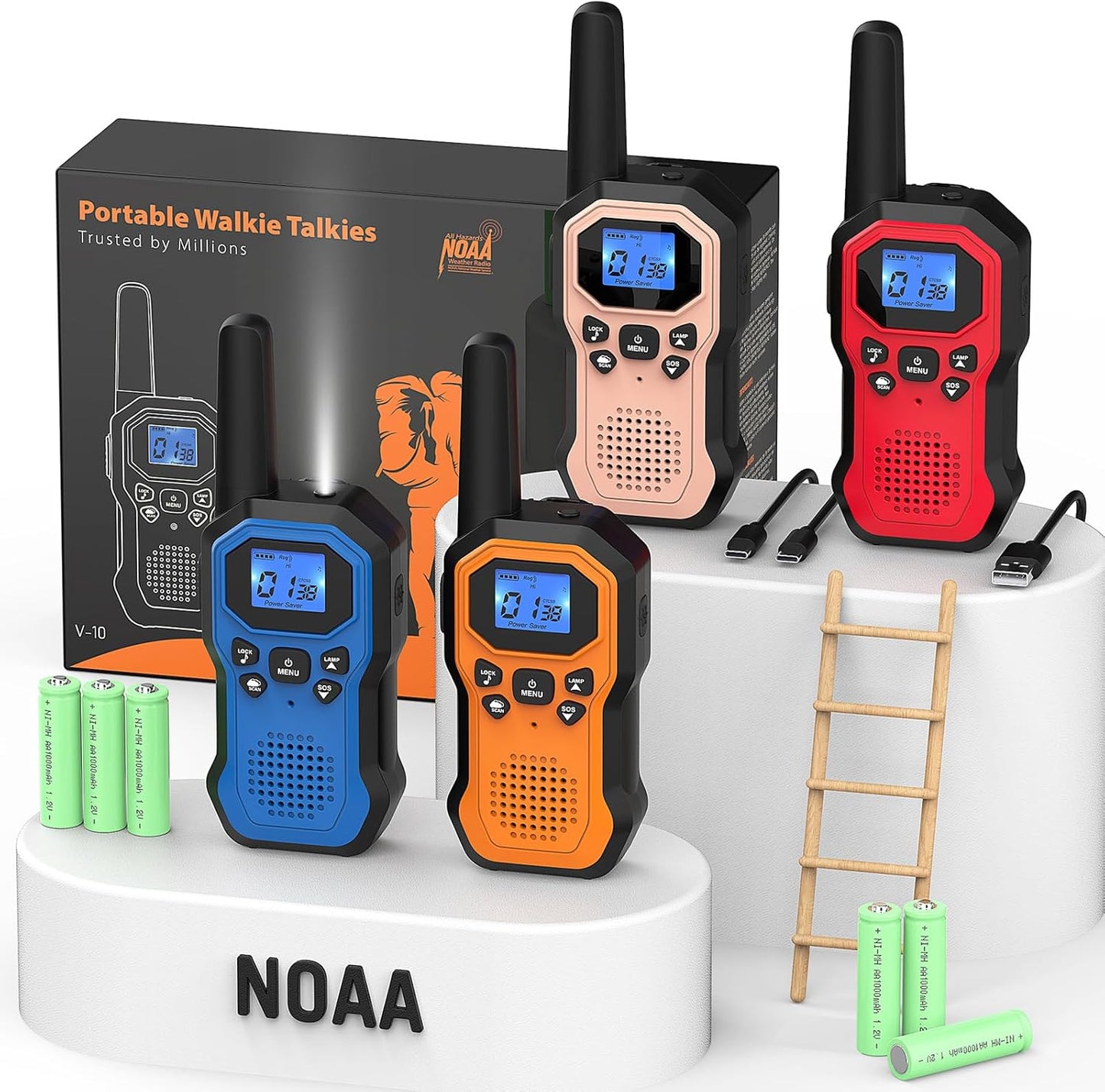 2 Way Radios for Adults Long Range Walkie Talkies - 4 Pack