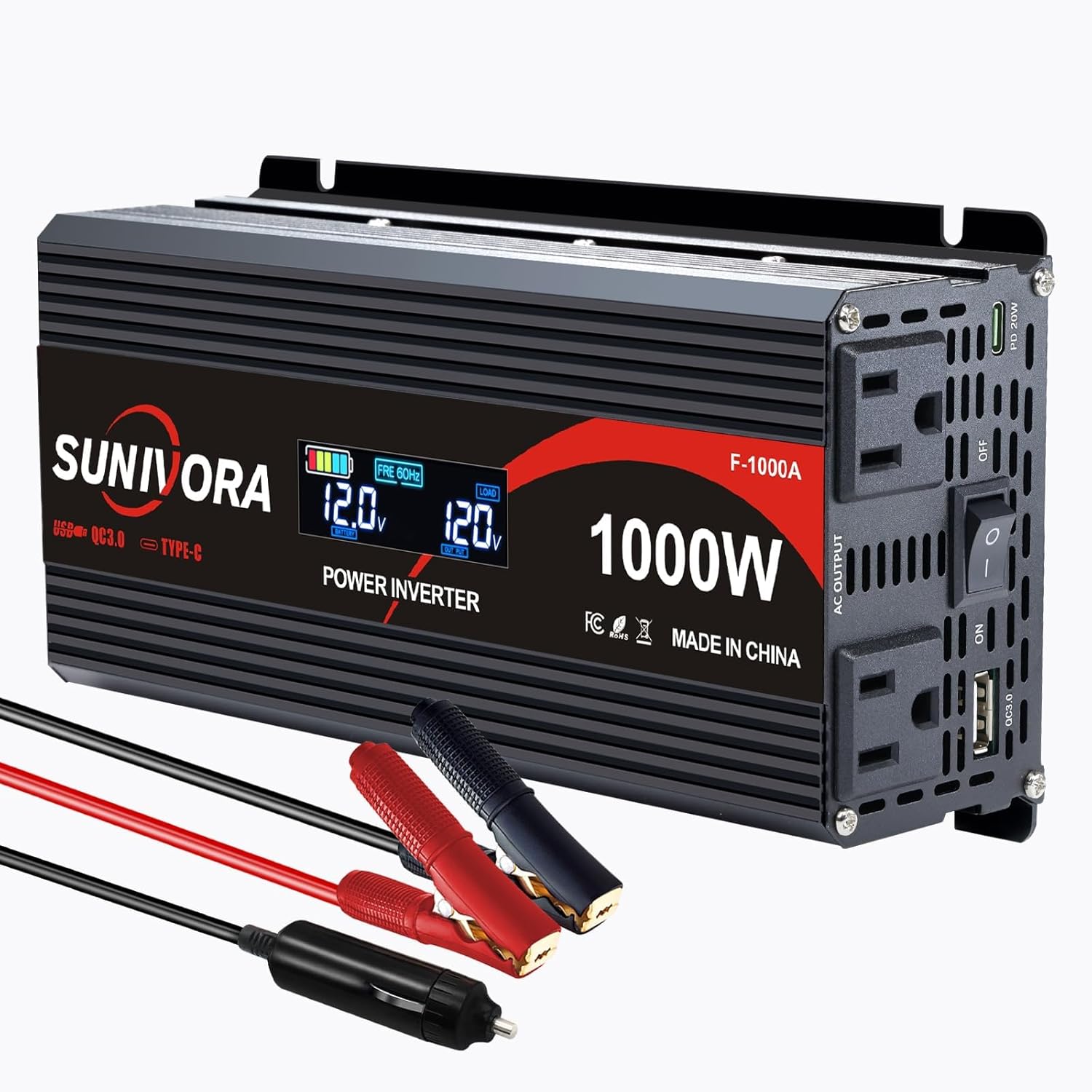 1000 Watt Inverter with LCD Display for Car Power Needs