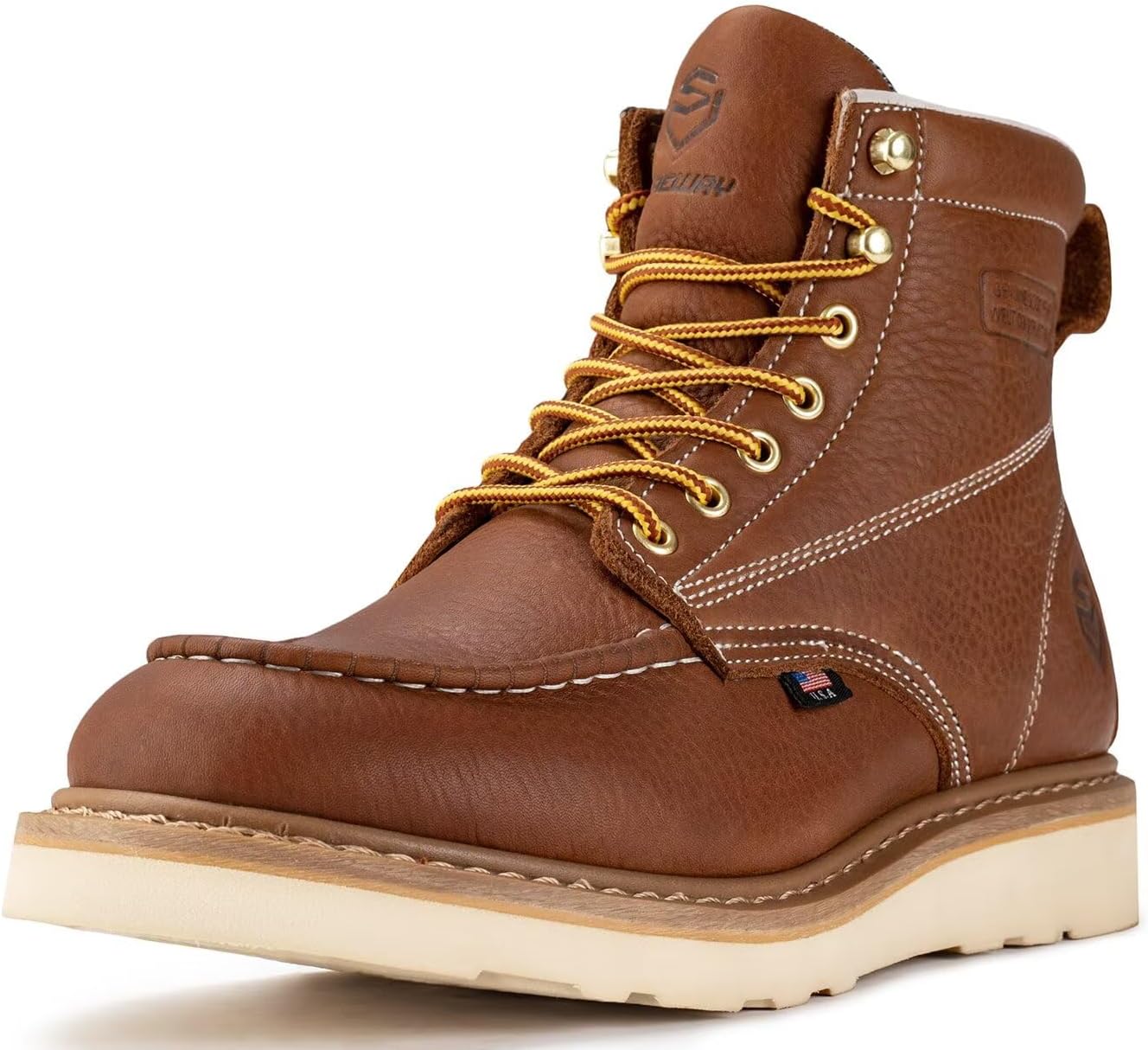 SUREWAY 6in Wedge Moc Toe Work Boots for Men - Comfort & Durability