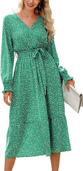 Floral Boho Wrap V Neck Maxi Dress - Flowy Ruffle Style PRETTYGARDEN
