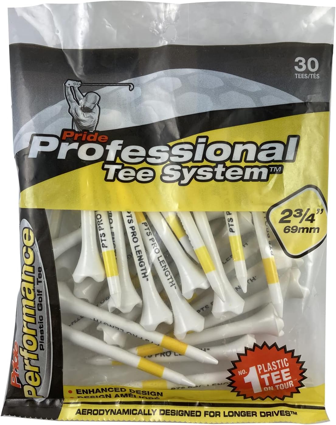 30 Yellow 2-3/4 Inch Pride Golf Tees for Stellar Performance