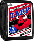Tarp 20x30 Waterproof 7mil Blue/Black Multipurpose Tarp - Durable