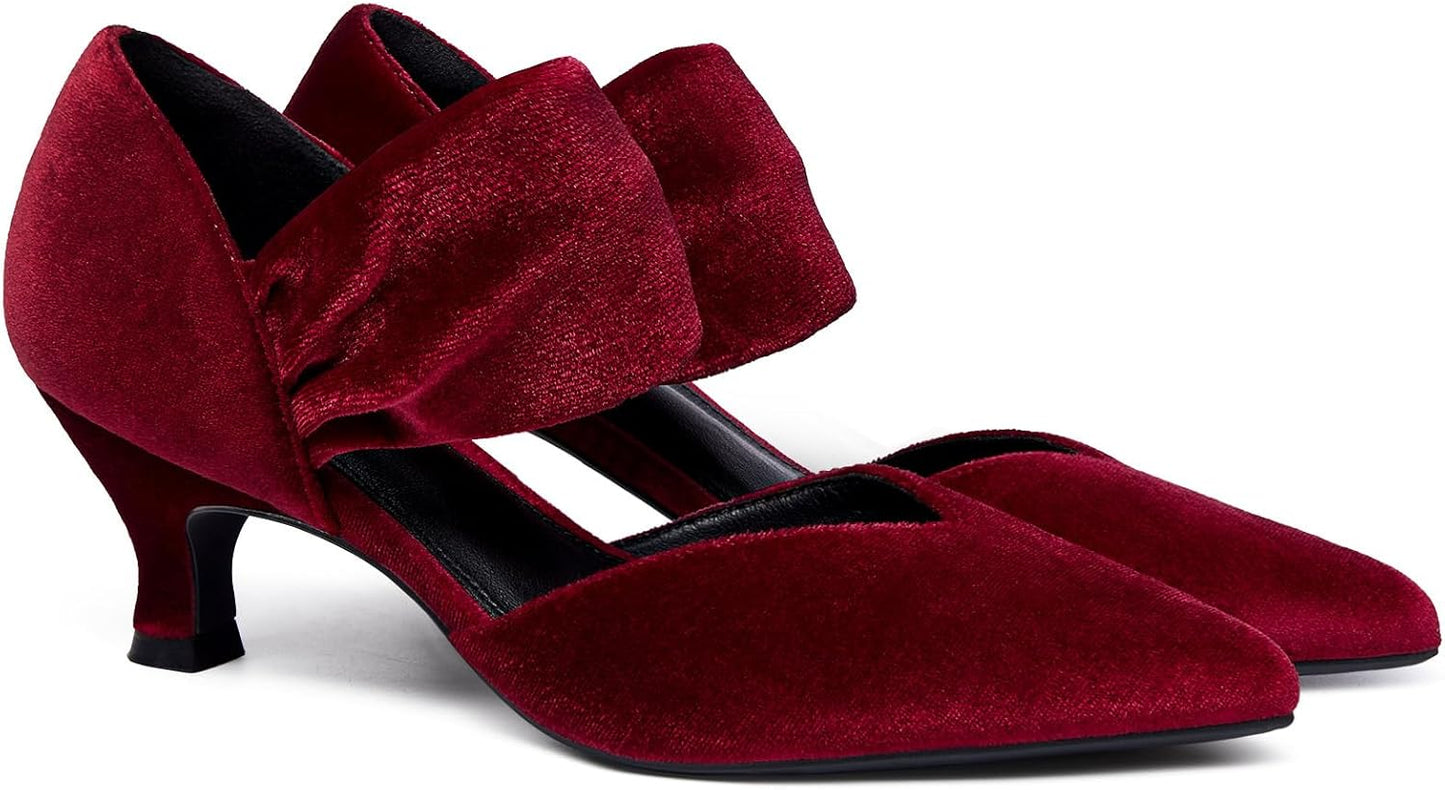 Coutgo Womens Low Kitten Heel Dress Shoes for Elegant Events