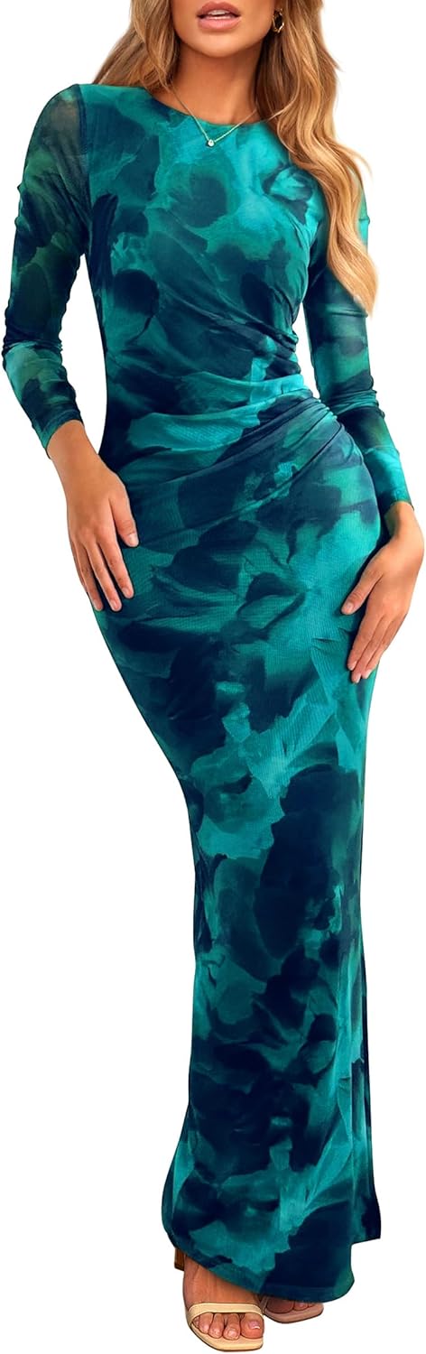 Stylish Bodycon Maxi Dress for Women - Floral Print Elegance