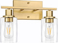 ShineTech 2-Light Gold Bathroom Vanity Fixture - Modern Brushed Brass