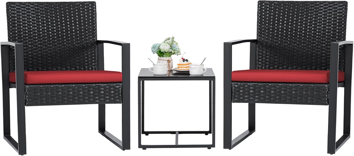 Flamaker 3 Pieces Wicker Patio Furniture Set for Outdoor Relaxation