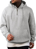 Mens Cotton Quarter Zip Hoodies with Drawstring Hood - Casual Fit