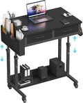 Small Portable Rolling Standing Desk - 32 in Adjustable Mobile Stand