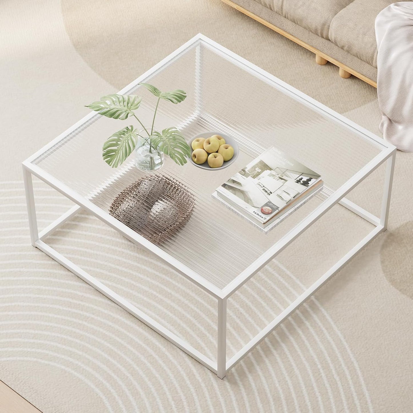 Elegant Square Glass Coffee Table for Small Spaces and Offices