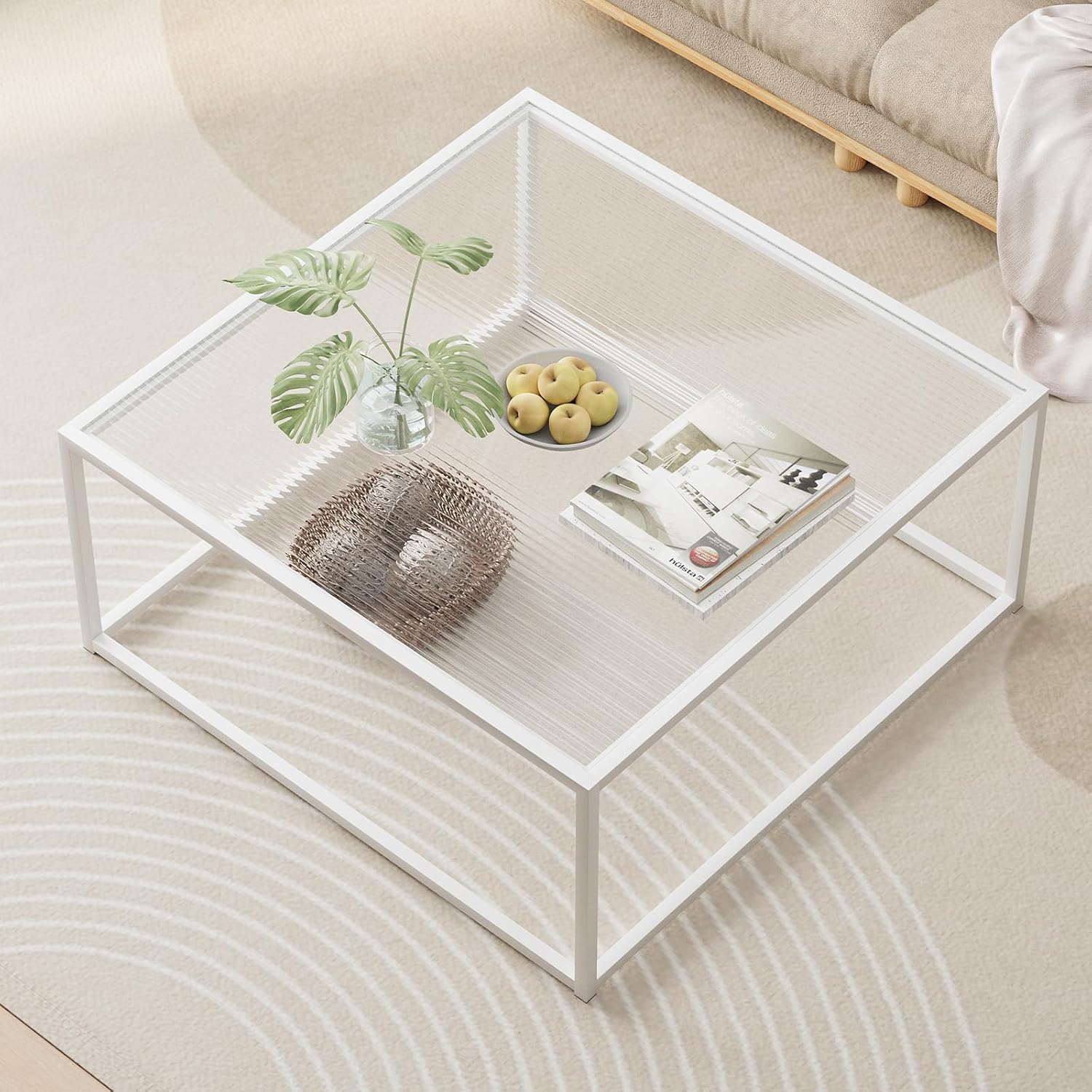 Elegant Square Glass Coffee Table for Small Spaces and Offices