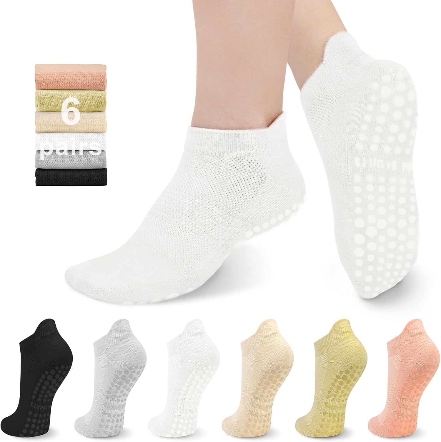 Non-Slip Women's Pilates Socks - Grip for Barefoot Workouts