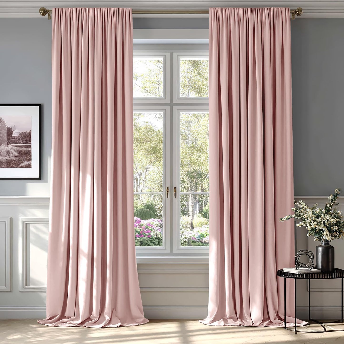 MIULEE Baby Pink Velvet Curtains for Bedroom Living Room 84 in