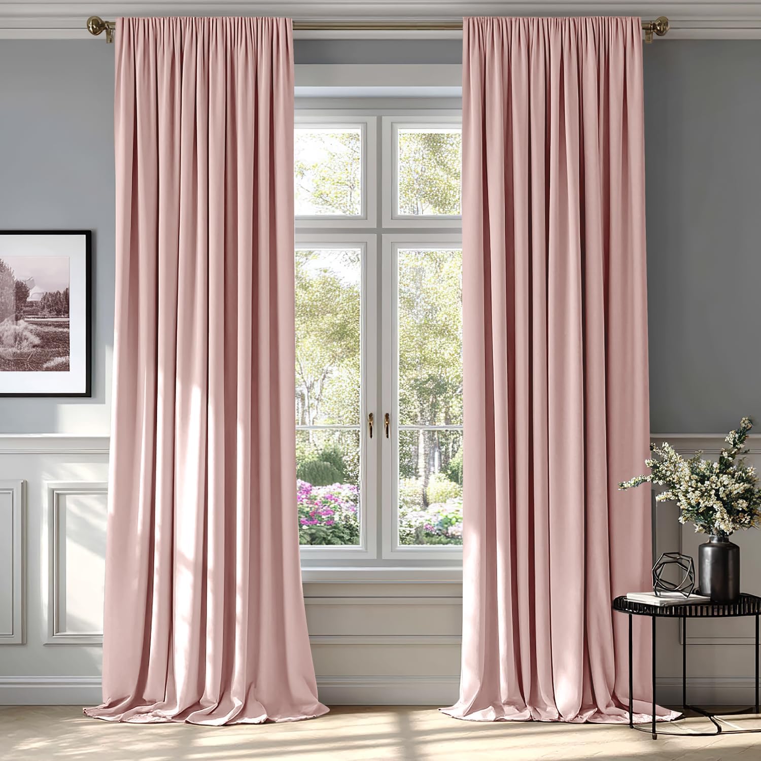 MIULEE Baby Pink Velvet Curtains for Bedroom Living Room 84 in