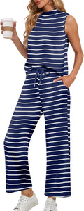 Lepunuo Two Piece Sets for Women Summer Mock Neck - Comfortable