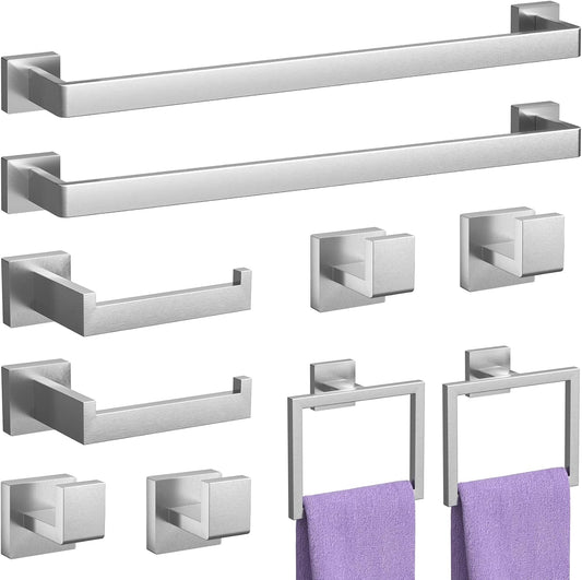 10-Piece Brushed Nickel Bathroom Accessories Set by PNWNNH