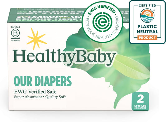 EWG Verified Plant-Based Diapers | Leak Protection | Organic Cotton | Size 2