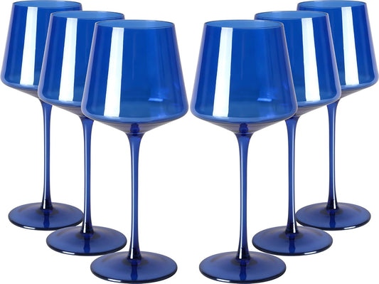 Blue Wine Glass Set of 6 - Unique Colored Drinkware for All Occasions