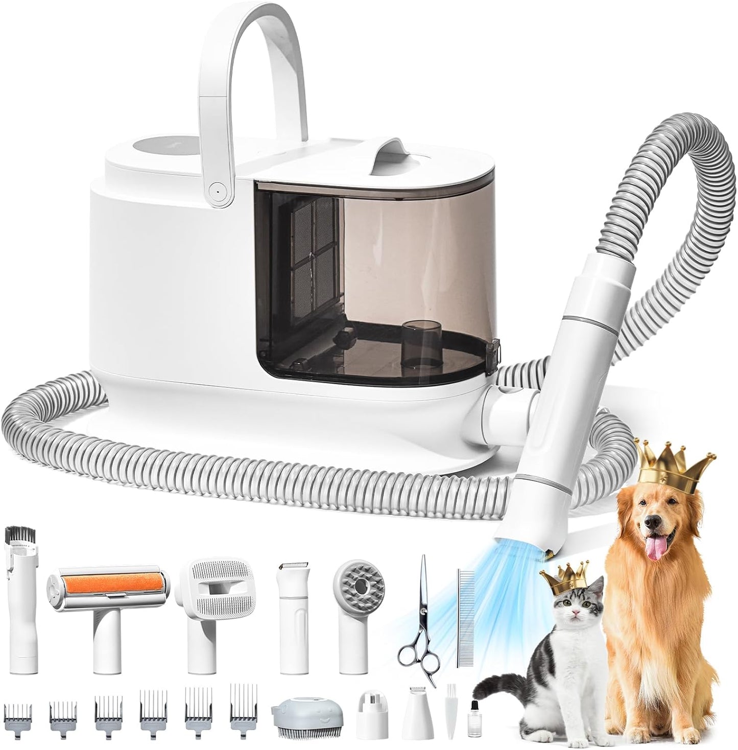 Bunfly Dog Grooming Kit with Vacuum for Easy Pet Hair Cleanup