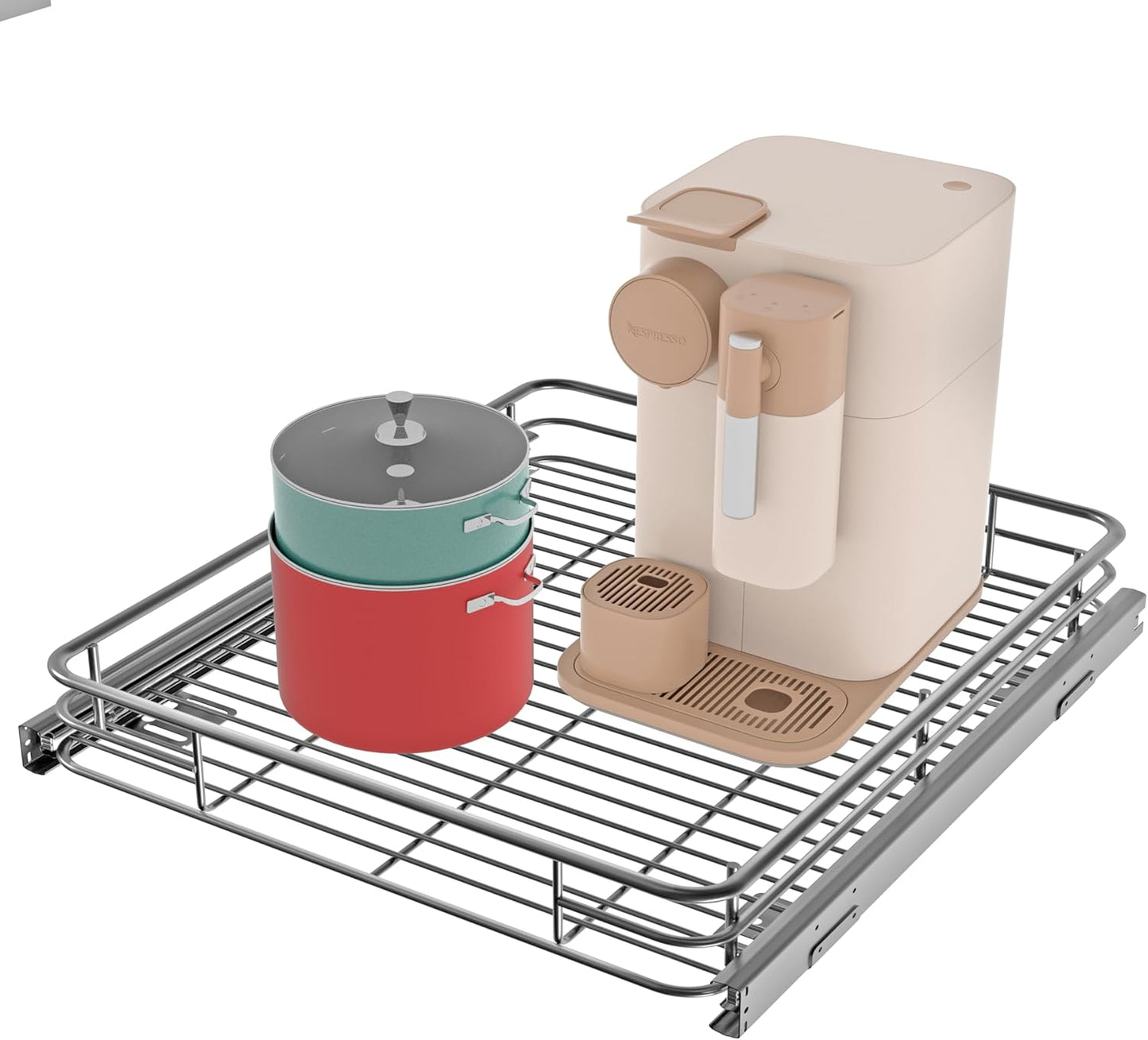 Pull Out Cabinet Organizer for Kitchen with Heavy-Duty Metal Shelves
