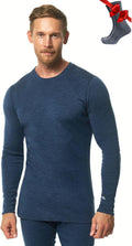 Merino Wool Base Layer Mens Long Sleeve - Warm, Soft (Style 38KZ)