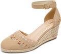 Women's Espadrilles Closed Toe Ankle Strap Wedge Sandals - Dressy