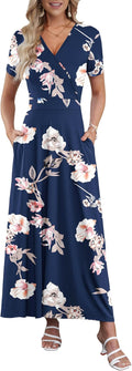 AUSELILY Women's Maxi Dress with Pockets in Beautiful Floral Print