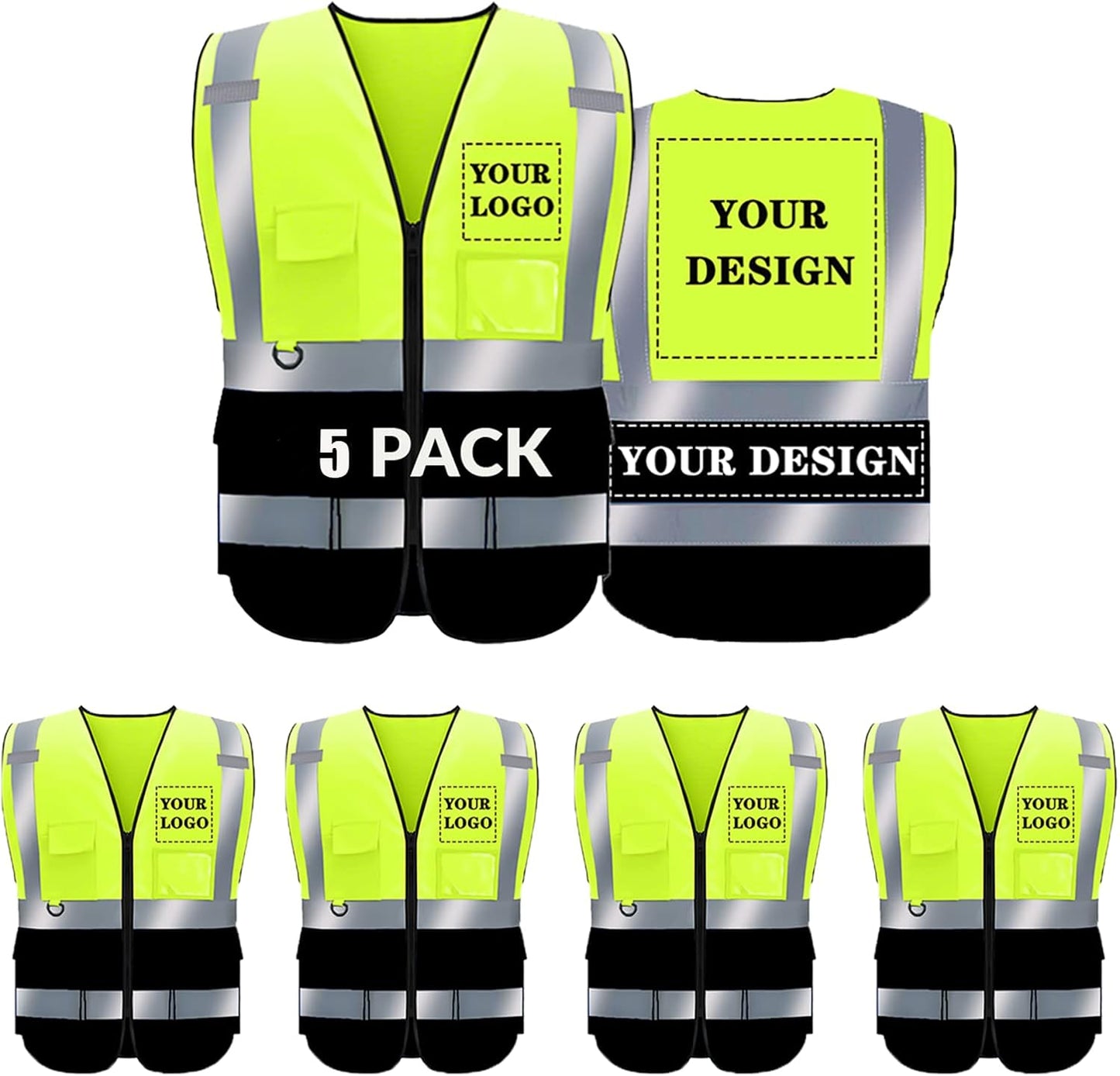 Custom Safety Vest with Logo for High Visibility Workwear