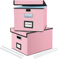 Collapsible File Storage Organizer Boxes with Lids - Linen Hanging