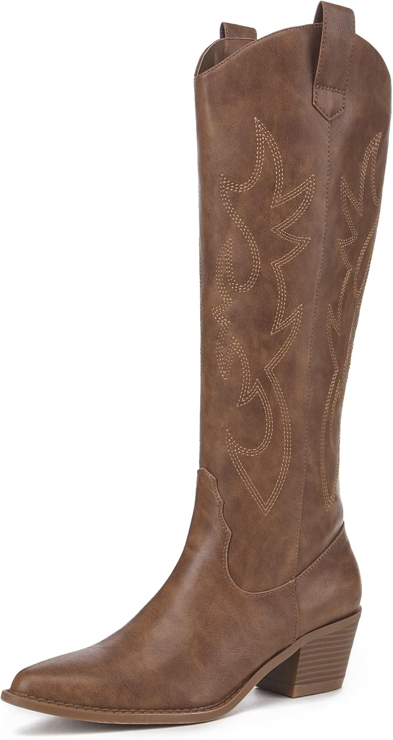 Athlefit Women's Western Embroidered Cowboy Boots for Style